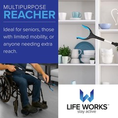 LIFE WORKS Reacher Grabber Tool, 360° Rotating Head, Lightweight 36″…