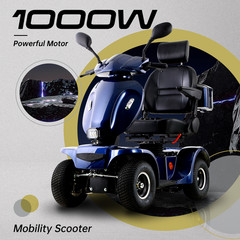 1000W 4-Wheel Heavy Duty Mobility Scooters w/ 16″ Tire for Seniors 500lbs 15MPH