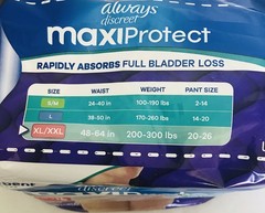 Always Discreet MaxiProtect Women’s Underwear Maximum Plus, Size XL/XXL , Qty 12