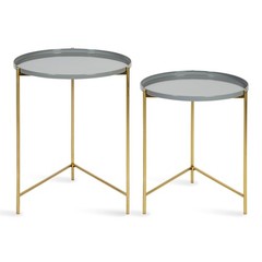 Kate And Laurel Ulani Modern Nesting Side Table Set Of 2 Gray And Gold