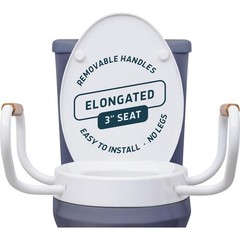 Lunderg Raised Toilet Seat with Handles Elongated 3 Inches 300lbs