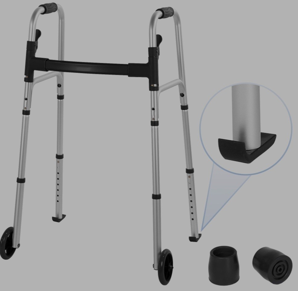 Foldable Adjustable Height Walking Frame 2 Wheels Aluminum Silver/Black DR9193ZB