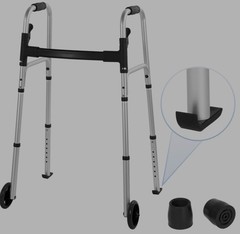 Foldable Adjustable Height Walking Frame 2 Wheels Aluminum Silver/Black DR9193ZB