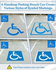 Handicap Parking Stencil Plastic Reusable Lot 39×39 Inch ADA Wheelchair Sign