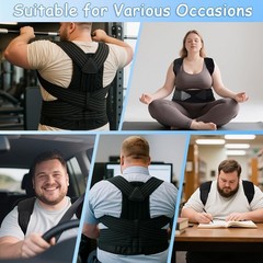 Plus Size Posture Corrector for Women & Men, Adjustable Back XXX-Large, Black