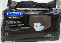 FitRight Active Guards for Men 52 Ct Maximum Absorbency Incontinence Pads New