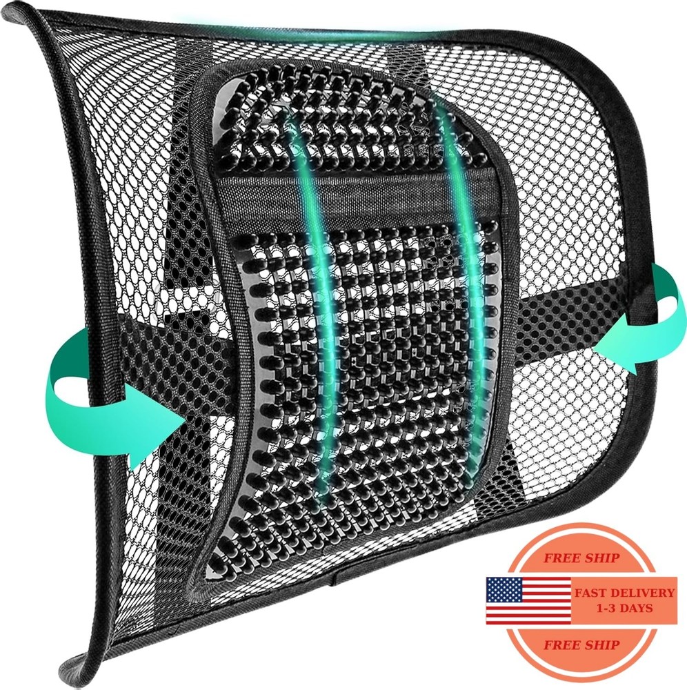 Cojín de respaldo lumbar de malla transpirable silla oficina coche, 30 x 40 cm