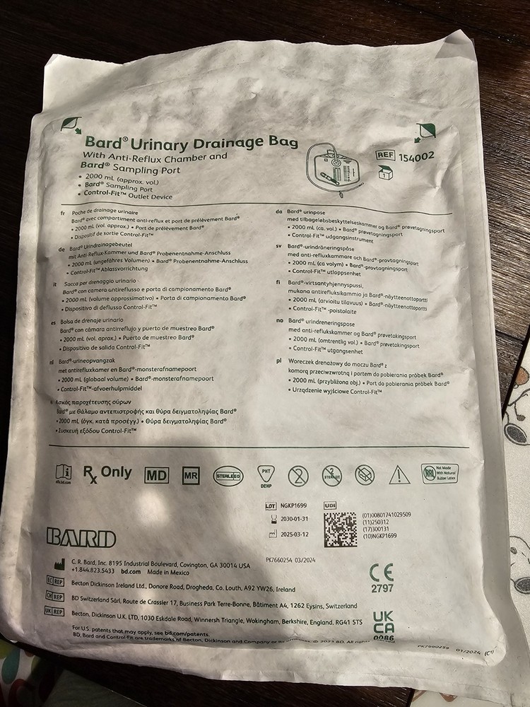 10 Bags-Urinary Drainage Bag with Safety Outlet 2,000 ml SEALED 154002