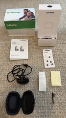 TruHearing BTE Rechargeable Hearing Aids Pair Gray w/ Charging Station & Case