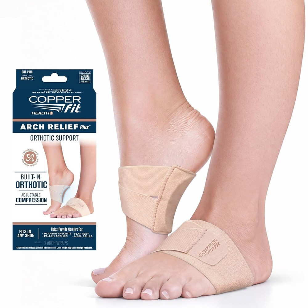 Copper Fit Arch Relief PLUS Compression Wrap with Orthotic Support for Plantar