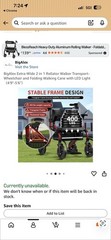 BigAlex Extra-Wide 2-in-1 Rollator/Transport Chair Foldable Seat Red