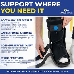 Brace Direct Replacement Liner For Short Air Walker Boot Foot Fracture Sprain