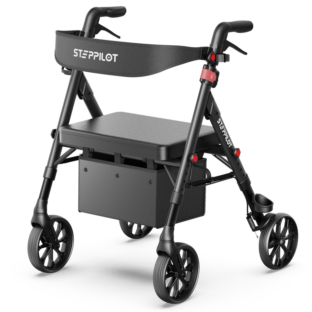 Foldable Rollator Walker with Seat for Seniors Adults Rolling Walker Max 500 lbs