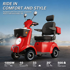 1000W Electric Mobility Scooter 48V/20A 500lbs Capacity 33 miles W/ NFC Keycard