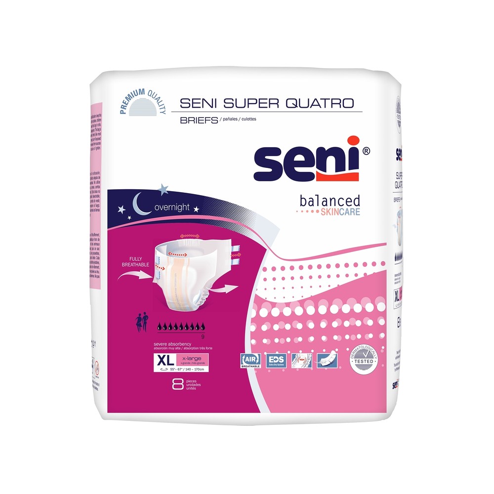 Seni Incontinence Brief Breathable / Overnight S-XL08-BQ1 Severe 8 Ct