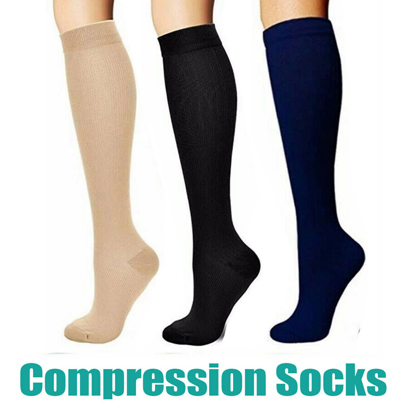 (3 Pairs) Diabetic Compression Socks 15-20mmHg Graduated Mens Womens S-XL