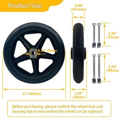 6 Inch Replacement Wheels (2-Pack) – Universal PU for 6 inches, 6-Inch Black