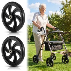 2 Pcs 7.5-Inch Replacement Wheels for Wheelchairs & Walkers, Anti-Slip Rubber Pa