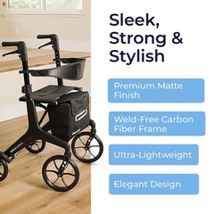 Drive Medical AeroCarbon Ultra-Lite Rollator, Strong Carbon Fiber Senior Walker