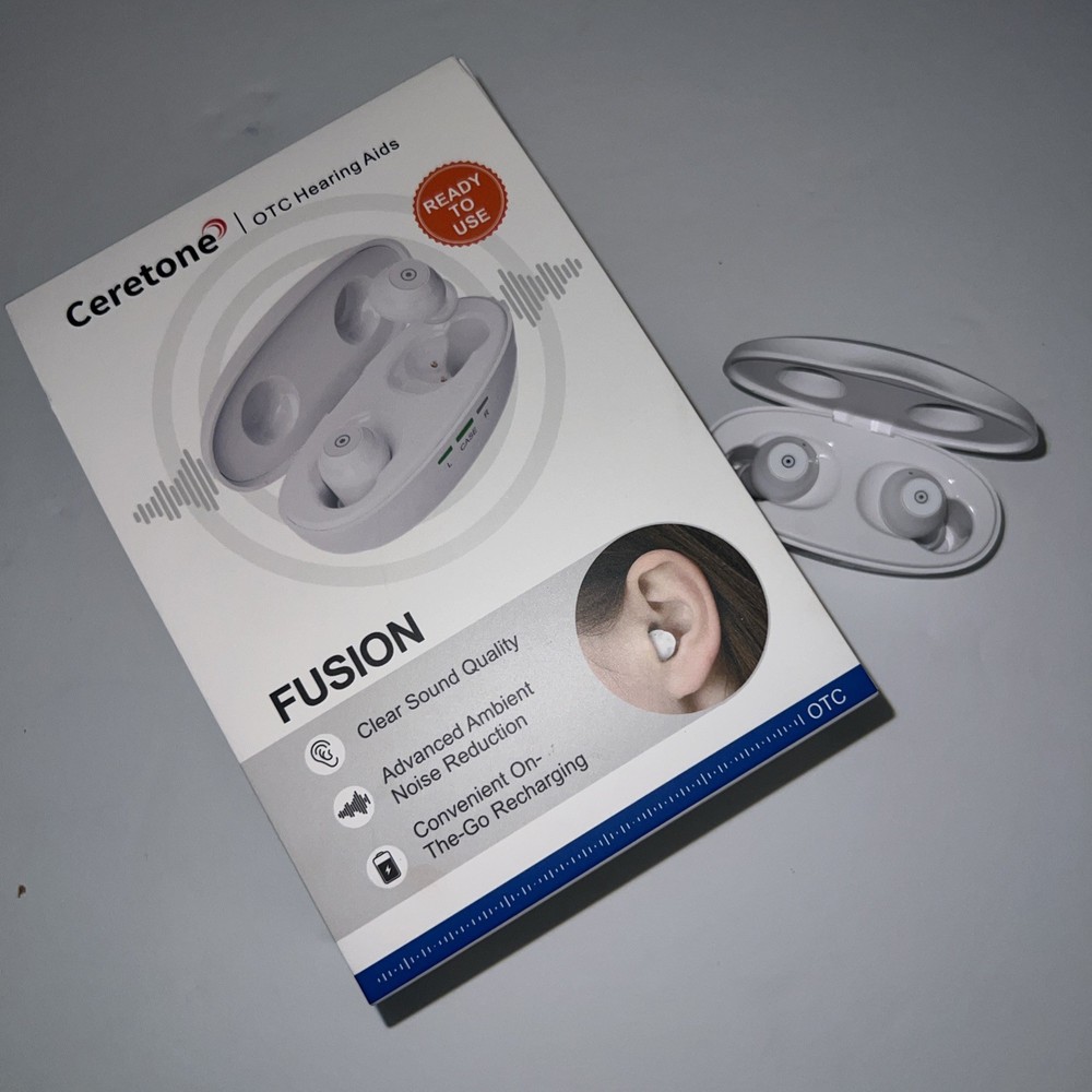 Ceretone Fusion OTC Hearing Aid CE-A61AT, White Buds