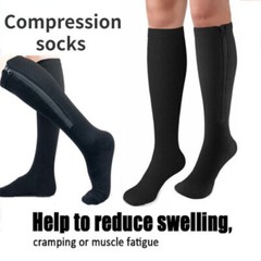 Closed Toe Zipper Compression Socks,3 Pairs 15-20mmHg Cycling,Athletic Men Women