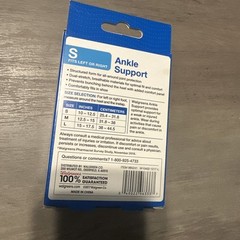 Walgreens Ankle Sleeve/support Size SMALL Item 985241 Anti microbial Gray NIB
