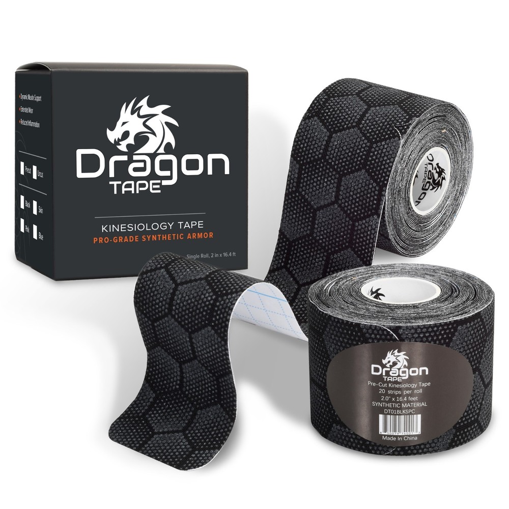 Dragon Tape Synthetic Kinesiology Tape Waterproof Extended Wear 20 Precut Strips