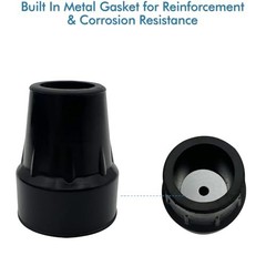 Cane Tips 7/8 Inch Black Natural Rubber Metal Reinforced Pack of 2 Replacement