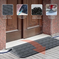 1″ 4″ Rise Height Heavy-Duty Rubber Threshold Ramps Cuttable Entrance Doorway