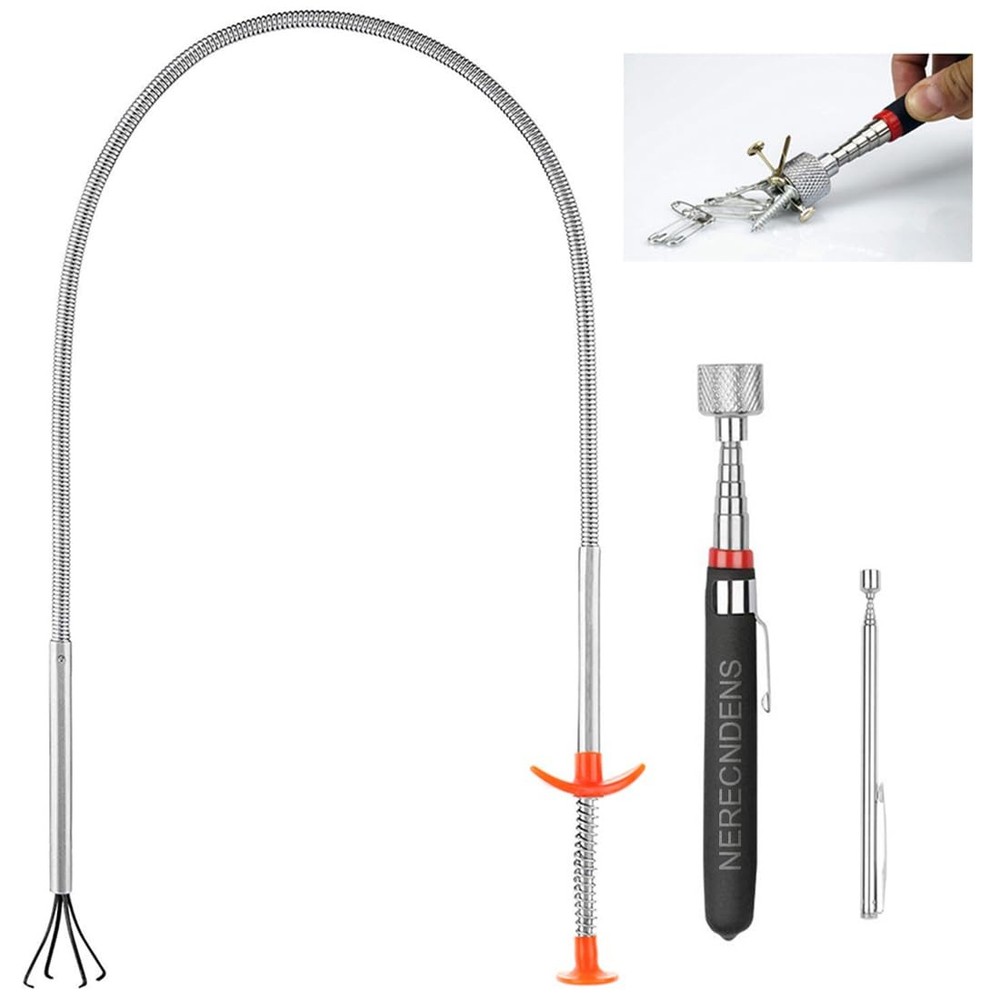 3 Pack Pick-up Tool Set – Extendable Magnetic Pick Up Tools and Flexible…