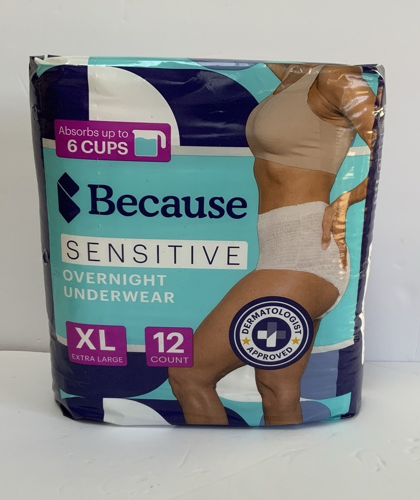 Because Adult Incontinence Underwear for Sensitive Skin – Women 12 Count X-Large