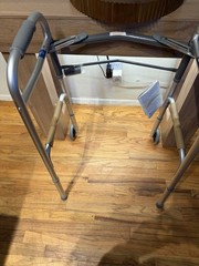 Drive 102101 Deluxe Two Button Folding Walker with 5 inch Wheels – Silver