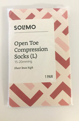 SOLiMO Open Toe Compression Socks Sheer Knee High 1 Pair BEIGE 15-20 size L