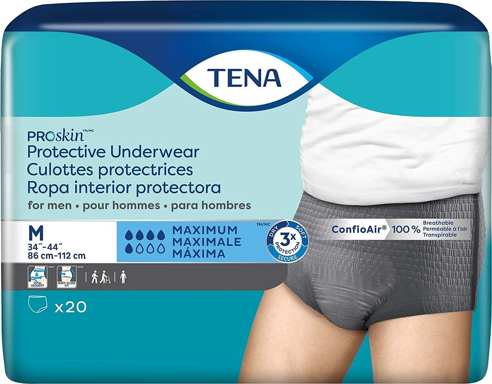 Tena ProSkin Maximum Absorbency Incontinence Underwear for Men, Med, 20 Count