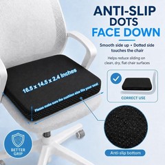 16.5″ x 14.5″ Rectangular Gel Seat Cushion for Long Hours – Soft TPE Gel Comfort