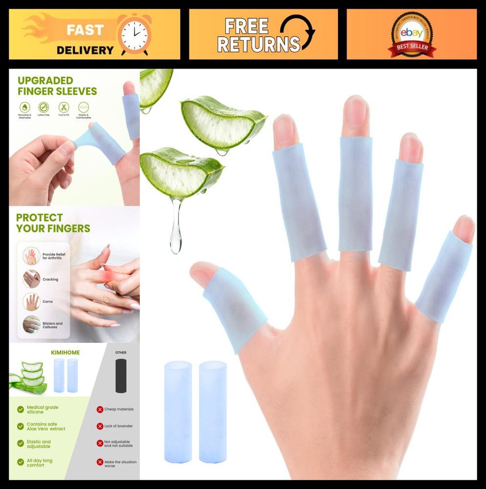 20 PCS Silicone Gel Finger Sleeve Protectors with Aloe Vera – Relief for Cracks,