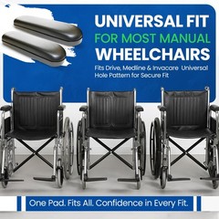 Healthline Padded Armrests for Wheelchair, 1 Count (Pack of 1), Black