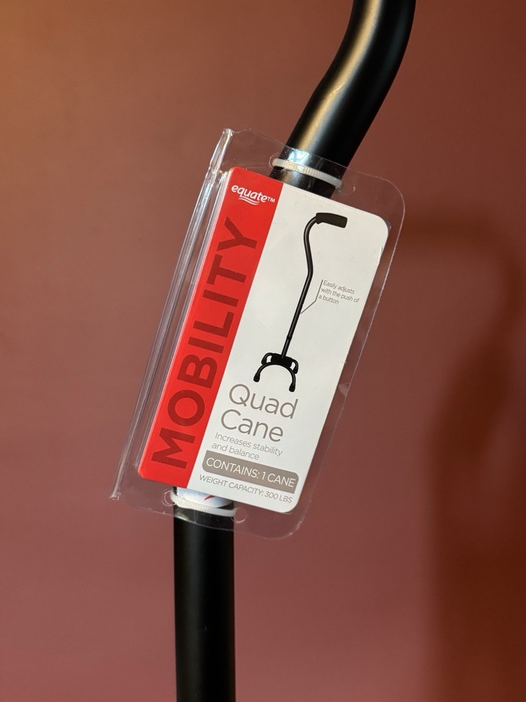 Quad Cane with Small Base, Holds Up to 300 Pounds, Universal
