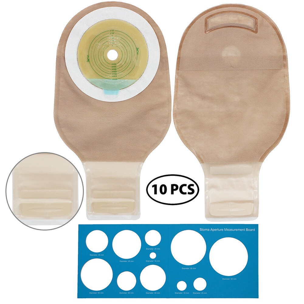 10Pcs Drainable Ostomy Bags Colostomy Supplies Stoma Cut to Fit One-Piece System