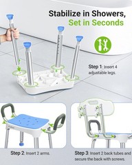 Wide Shower Chair for Inside Shower, Stable Bracing Design, 400 lbs