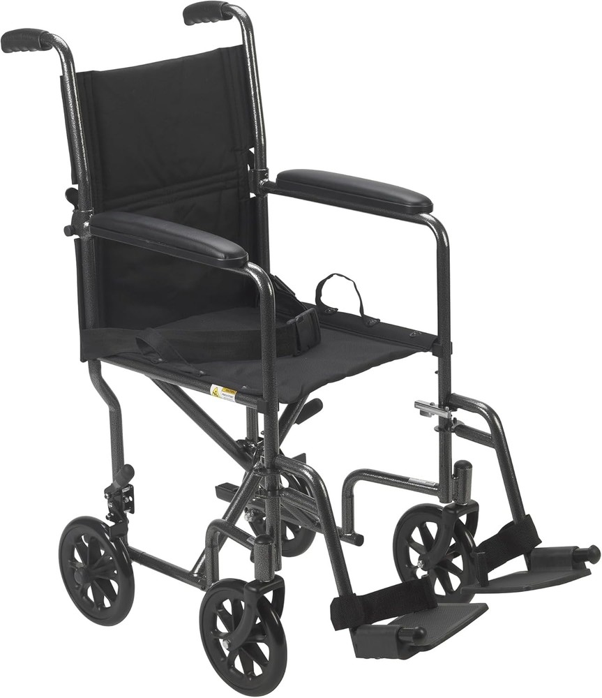Folding Transport Wheelchair Reliable Mobility Durable Steel Frame Swing Away
