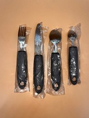 4 PC SET Adaptive Utensils Elderly Arthritis Tremor Easy Grip Cutlery Grey