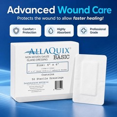 Sterile Gauze Island Dressing, Non-Woven, Medical-Grade Adhesive, 4×6 Inches