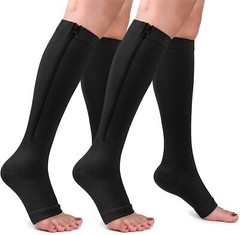 Zipper Compression Socks Men Women Stockings 20-30mmH Unisex Support Graduated.