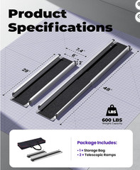 KOLOTOOL Adjustable Wheelchair Ramp 4FT Telescoping Portable Aluminum Non-Skid