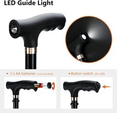 KAKICLAY Folding Walking Cane with LED Light Adjustable Aluminum Walking Stick