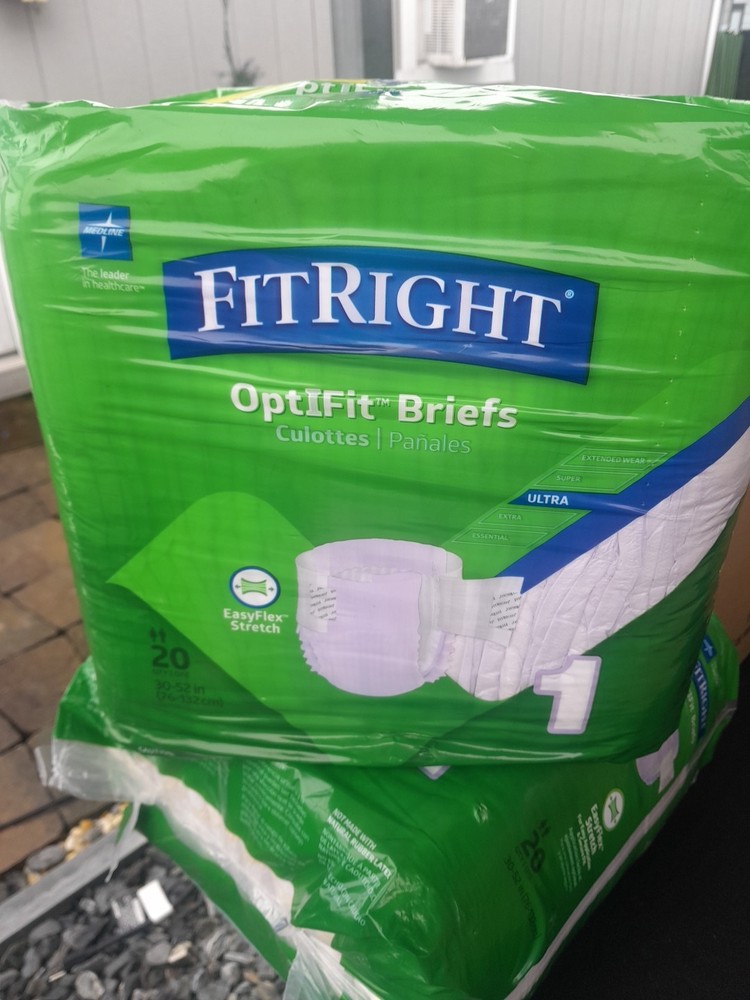 Medline FitRight ULTRA Size 1 (30-52 Inches) UNDERWEAR BRIEFS UNISEX Easy Flex