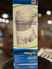 Sport Aid Hernia Truss Double Adjustable & Removable, White, Large