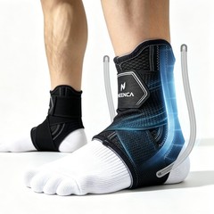 Ankle Brace with Dual Metal Side Stabilizers for Men & Women, Medium, Black
