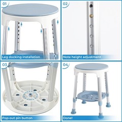 Shower Chair Stool for Inside Shower, Small Corner Plastic Blue